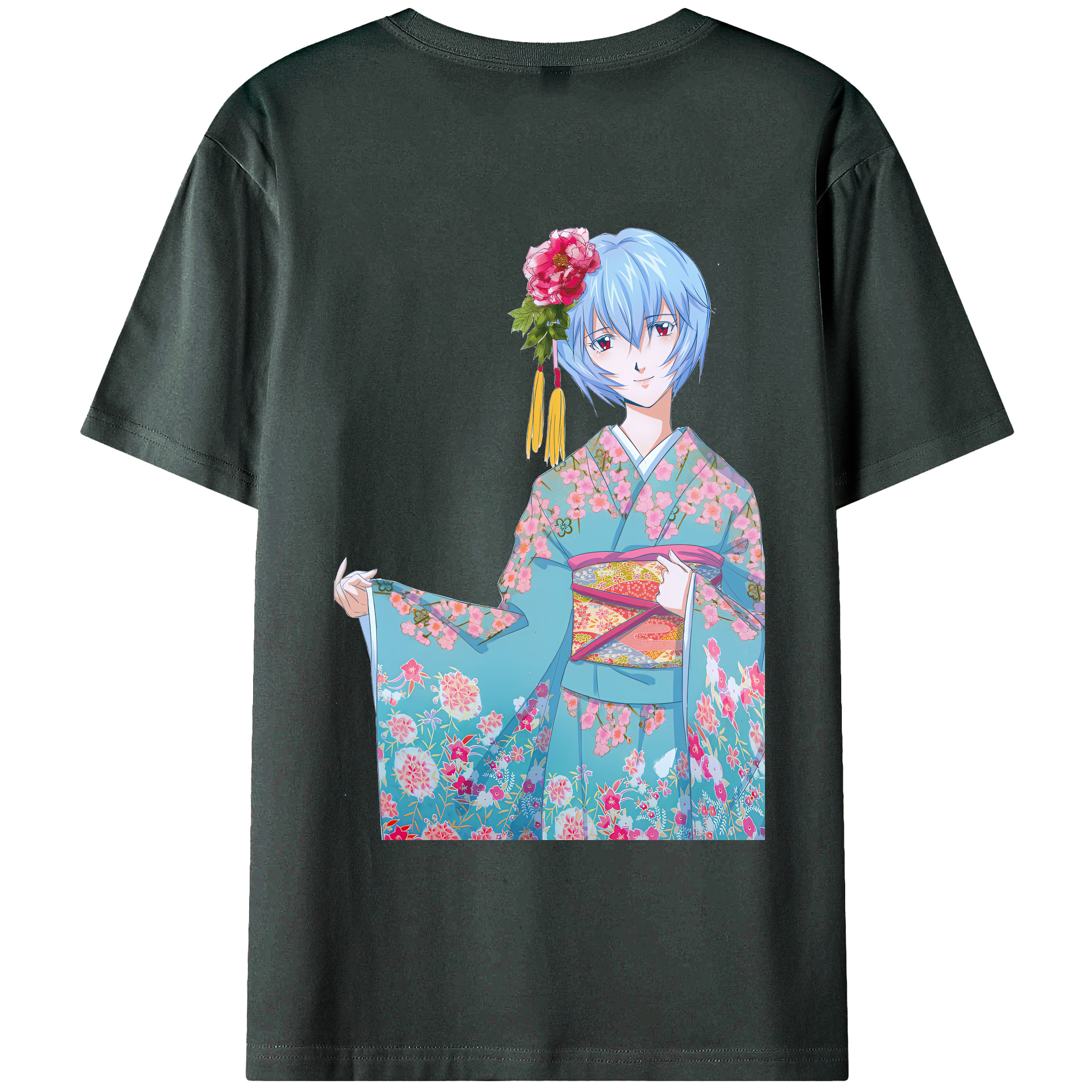 （画像用） EVA 新世紀エヴァンゲリオン 綿100％ メンズ半袖Tシャツ（バックプリント） 通気性
